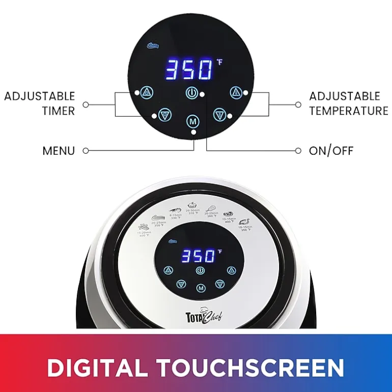 Total Chef Electric Air Fryer- 7 Cooking Presets- Digital Touch Controls