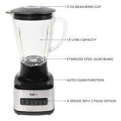Total Chef 6-Speed Countertop Blender with Glass Jar- 6-cup- 500 Watts