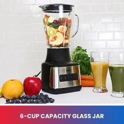 Total Chef 6-Speed Countertop Blender with Glass Jar- 6-cup- 500 Watts