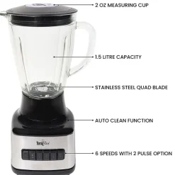 Total Chef 6-Speed Countertop Blender with Glass Jar- 6-cup- 500 Watts
