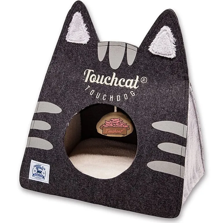 Touchcat 'Kitty Ears' Travel On-The-Go Collapsible Folding Cat Pet Bed House with Toy