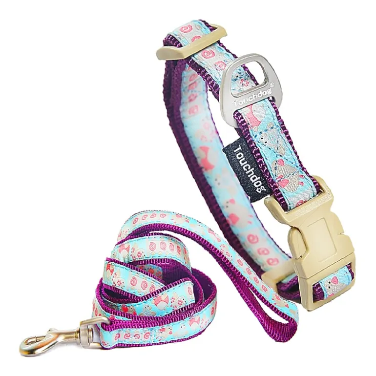 Touchdog Avery Patterned' Tough Stitched Embroidered Collar Dog Leash