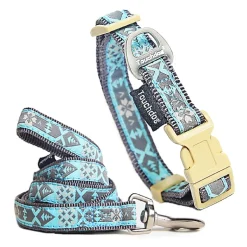 Touchdog Shape Patterned' Tough Stitched Embroidered Collar Dog Leash