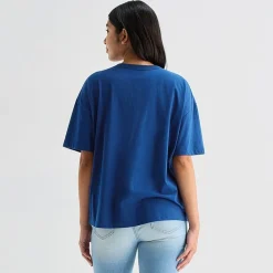 Touch Down Cropped Tee Womens Juniors Crew Neck Short Sleeve Regular Fit Graphic T-Shirt