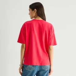Touch Down Cropped Tee Womens Juniors Crew Neck Short Sleeve Regular Fit Graphic T-Shirt