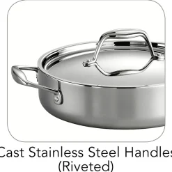 Tramontina Gourmet Tri-Ply Clad 18/10 Stainless Steel Induction-Ready Braiser with Lid