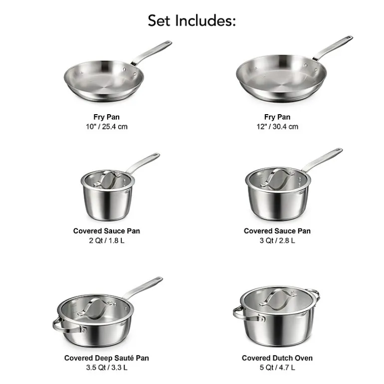 Tramontina Tempo Tri-Ply Stainless Steel 10-pc. Cookware Set