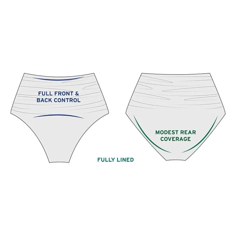 Trimshaper Womens Comfort Waistband Full Coverage High Waist Bikini Swimsuit Bottom