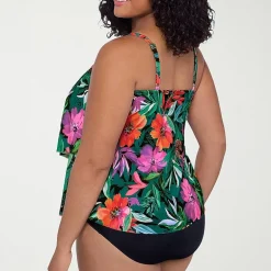 Trimshaper Womens Floral Plus Tankini Swimsuit Top
