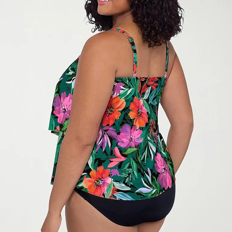 Trimshaper Womens Floral Plus Tankini Swimsuit Top