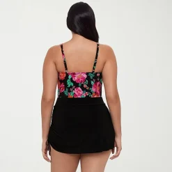 Trimshaper Womens Floral Swim Dress