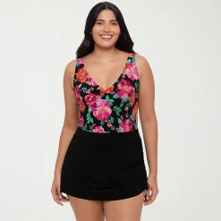 Trimshaper Womens Floral Swim Dress