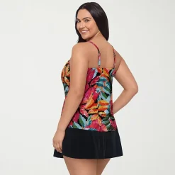 Trimshaper Womens Leaf Plus Tankini Swimsuit Top