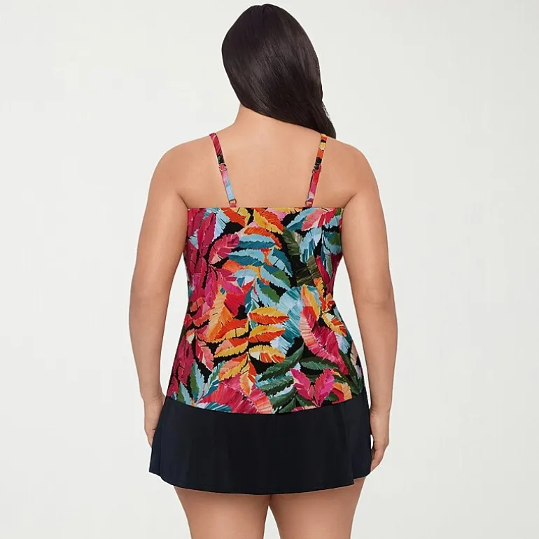 Trimshaper Womens Leaf Plus Tankini Swimsuit Top