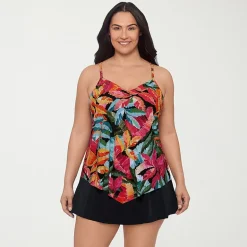 Trimshaper Womens Leaf Plus Tankini Swimsuit Top