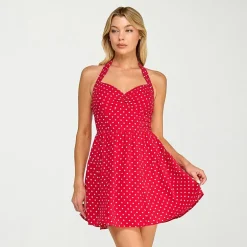 Trixxi Womens Juniors Halter Neck Sleeveless Fit + Flare Dress