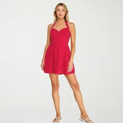 Trixxi Womens Juniors Halter Neck Sleeveless Fit + Flare Dress