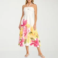 Trixxi Womens Juniors Halter Neck Sleeveless Floral A-Line Dress