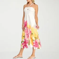 Trixxi Womens Juniors Halter Neck Sleeveless Floral A-Line Dress