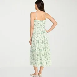 Trixxi Womens Juniors Midi Square Neck Sleeveless Floral A-Line Dress