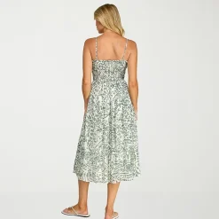 Trixxi Womens Juniors Midi Sweetheart Neck Sleeveless Leaf A-Line Dress