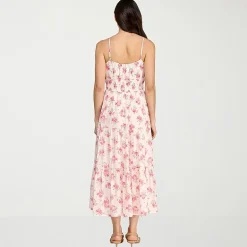 Trixxi Womens Juniors Midi Sweetheart Neck Sleeveless Floral A-Line Dress