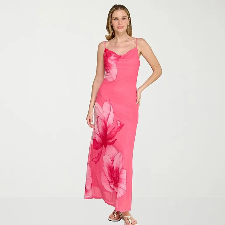 Trixxi Womens Juniors Sleeveless Floral Slip Dress