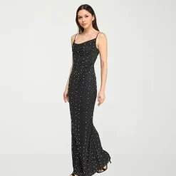 Trixxi Womens Juniors Square Neck Sleeveless Embellished Bodycon Dress