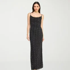 Trixxi Womens Juniors Square Neck Sleeveless Embellished Bodycon Dress