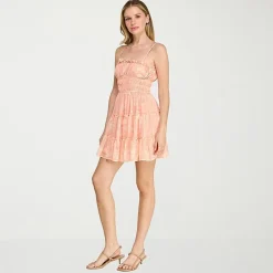 Trixxi Womens Juniors Straight Neck Sleeveless Floral Fit + Flare Dress