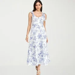 Trixxi Womens Juniors Sweetheart Neck Sleeveless Floral A-Line Dress