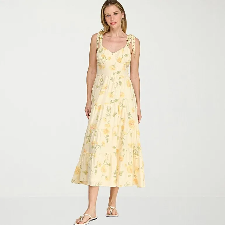 Trixxi Womens Juniors Sweetheart Neck Sleeveless Floral A-Line Dress