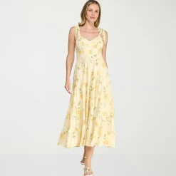 Trixxi Womens Juniors Sweetheart Neck Sleeveless Floral A-Line Dress
