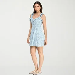 Trixxi Womens Juniors Sweetheart Neck Sleeveless Floral Fit + Flare Dress