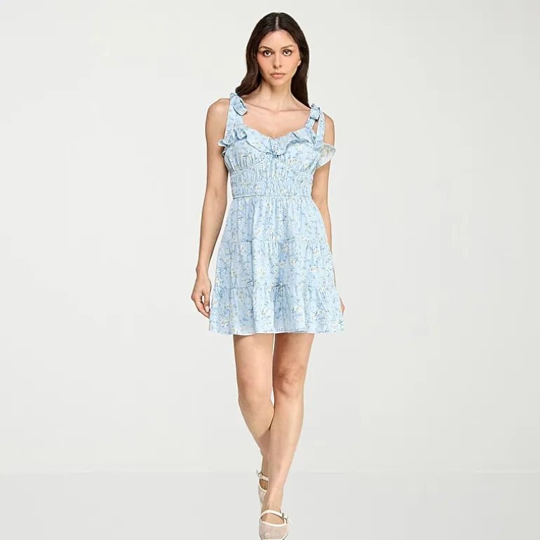Trixxi Womens Juniors Sweetheart Neck Sleeveless Floral Fit + Flare Dress