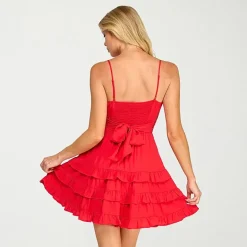 Trixxi Womens Juniors V Neck Sleeveless Fit + Flare Dress