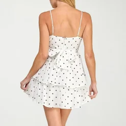 Trixxi Womens Juniors V Neck Sleeveless Dots Fit + Flare Dress