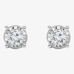 Tru Miracle 1 CT. T.W. Lab Grown White Diamond 10K Gold 6.8mm Round Stud Earrings