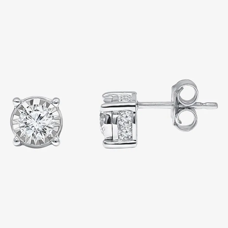 Tru Miracle 1 CT. T.W. Lab Grown White Diamond 10K Gold 6.8mm Round Stud Earrings