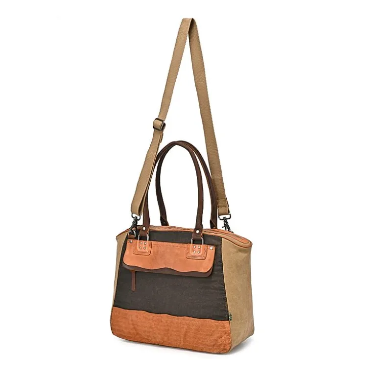 TSD Brand Tapa 2-Tone Satchel Messenger Bag