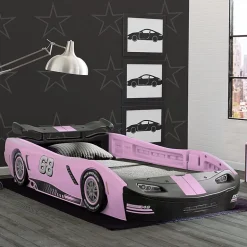 Turbo Race Car Kids Twin Bed in Pink
