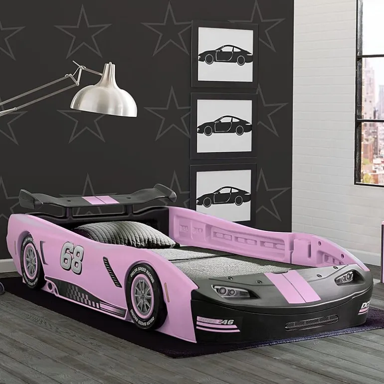 Turbo Race Car Kids Twin Bed in Pink