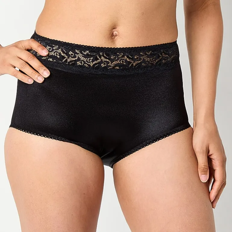 Underscore Rainbow Stretch Satin Lace Trim Control Briefs