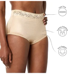 Underscore Rainbow Stretch Satin Lace Trim Control Briefs