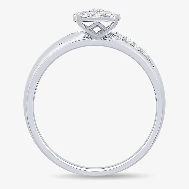 Unisex Adult 1/3 CT. T.W. Natural White Diamond 10K Gold Round Halo Side Stone Ring Set
