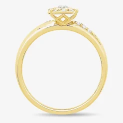 Unisex Adult 1/3 CT. T.W. Natural White Diamond 10K Gold Round Halo Side Stone Ring Set