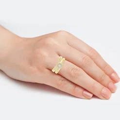 Unisex Adult 1/3 CT. T.W. Natural White Diamond 10K Gold Round Halo Side Stone Ring Set