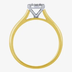 Unisex Adult 1/3 CT. T.W. White Diamond 10K Two Tone Gold Halo Side Stone Ring Set