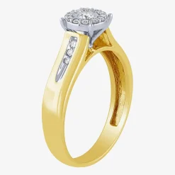Unisex Adult 1/3 CT. T.W. White Diamond 10K Two Tone Gold Halo Side Stone Ring Set