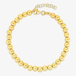 Unisex Adult 14K Gold 8 Inch Bead Chain Bracelet